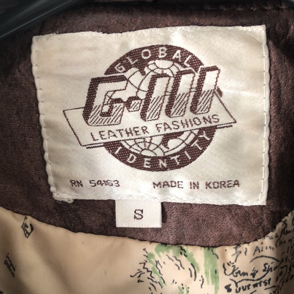 Vintage Genuine Leather Jacket with Map Lining - Global Identity - Small/Medium - Picture 2 of 5